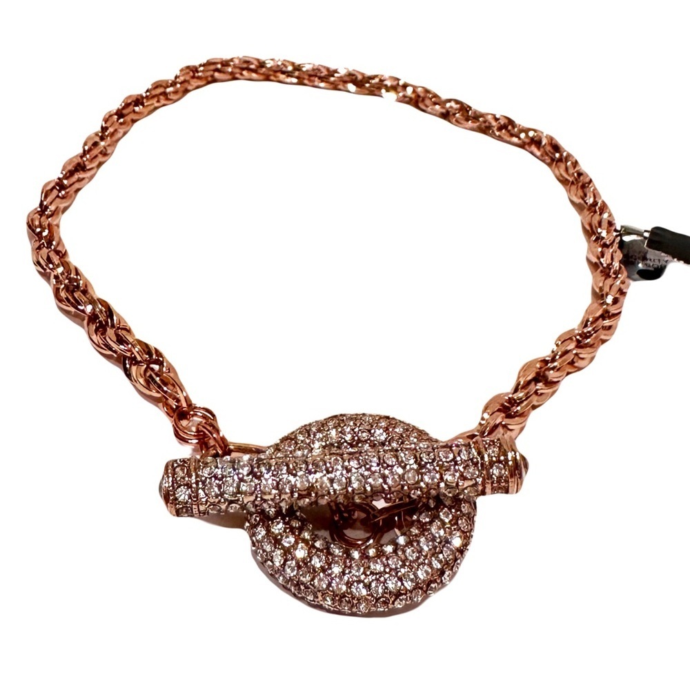 INC. Pave Crystal Rose Gold Oversized Toggle Bib Necklace NWT​ - Picture 6 of 9